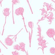 Vector Seamless Pattern of Flowers N22