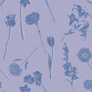 Vector Seamless Pattern of Flowers N24
