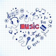 Heart shape made of music elements