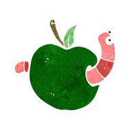 cartooon worm in apple N12
