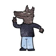 cartoon happy wolf man N31