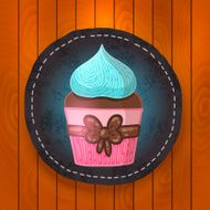 vector cupcake with chocolate and mint cream