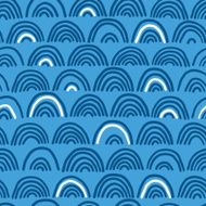 Doodle sea waves seamless pattern