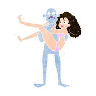 cartoon swamp monster carrying woman in bikini N14