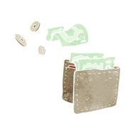 cartoon wallet spilling money N16