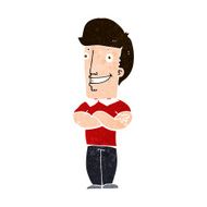 cartoon man with folded arms grinning N15