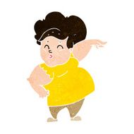 cartoon happy overweight lady N16