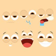 Set Of Different Cartoon Faces Isolated N3