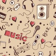 Semless background with sketch music elements