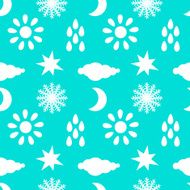 Seamless pattern with clouds rain drops sun snowflakes stars N2