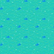 Nautical pattern with doode waves and fishes N2
