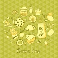 Tea and sweets icons set N4