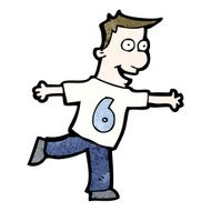 cartoon man in shirt number six N4