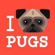 I love pugs Cute fashion Hipster pug dog pet N2
