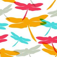 Seamless pattern with hand drawn silhouette dragonflies N4