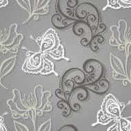 Seamless Floral Pattern with Insects N6