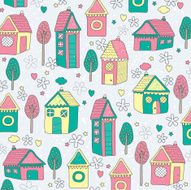 houses and trees background illustration