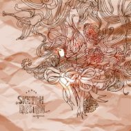 Abstract floral background with old crumpled paper