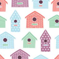 Birdhouses seamless pattern N3