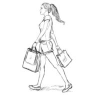 Vector Sketch Shopping Girl