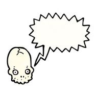 cartoon skull with speech bubble N68
