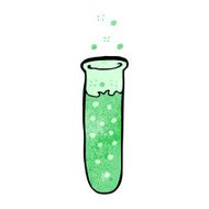 cartoon bubbling green chemicals in test tube N2