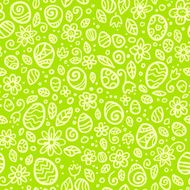 Green Easter doodles vector seamless pattern