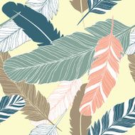 Hand Drawn Seamless Feather Pattern N2