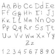 Vector Handwritten Alphabet with Numbers