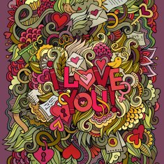 Love hand lettering and doodles elements background N6
