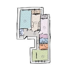 Apartment plan without furniture sketch for your design