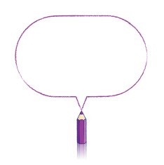Purple Pencil Drawing Oblong Speech Balloon
