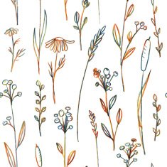 seamless pattern with flowers and grass N2