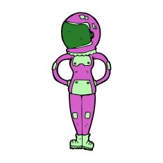 cartoon female astronaut N46