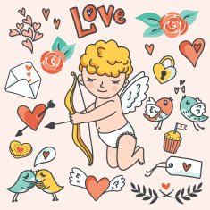 Valentines Day cartoon vector set N2