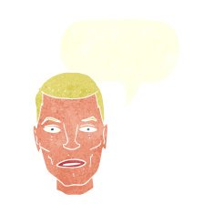cartoon serious male face with speech bubble N11