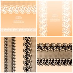 Luxury lace ribbons vector template set