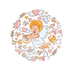 Vector illustration in doodle style for Valentine's Day