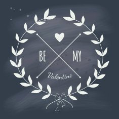 Valentine's Day wreath with text on blackboard N3