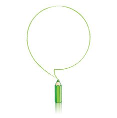 Green Pencil Drawing Round Speech Balloon