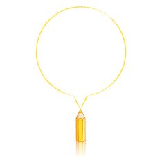 Yellow Pencil Drawing Round Speech Balloon N2