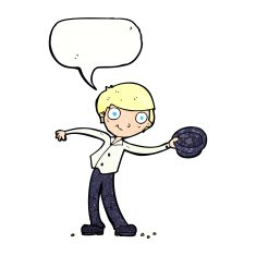 cartoon man tipping hat with speech bubble N11