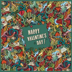 Cartoon vector Valentine's Day frame N2