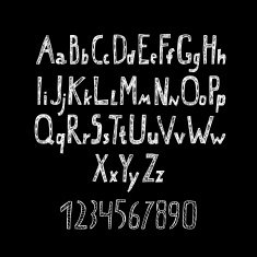 Chalk drawn alphabet and numbers N2