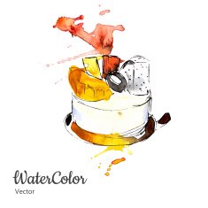Vector hand painting watercolor dessert Eps10 N8