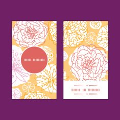 Vector warm day flowers vertical round frame pattern business cards N3