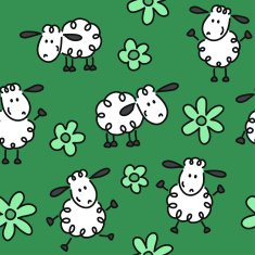 happy sheep seamless pattern in different colors