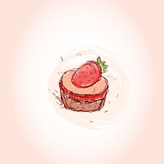 Cake with strawberries Hand drawn sketch on pink background vector
