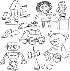 Toys collection in black and white N3