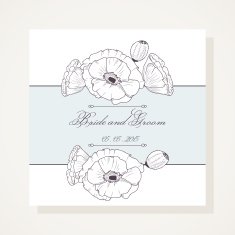 Wedding invitation with outline poppies